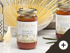 Tomato sauce with pecorino romano cheese - Tomato sauce with taggiasca olives
